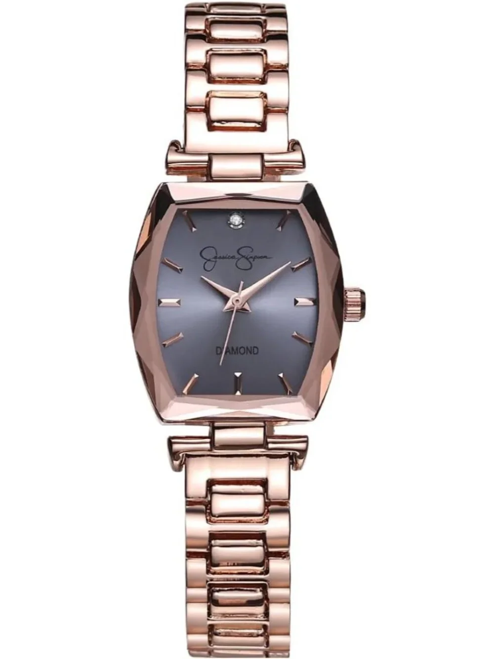 Women's Rose Gold/Purple Diamond Collection Metal Band Elegant Dress Wrist Watch